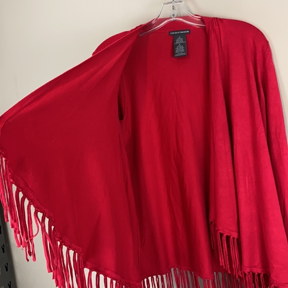 Chelsea & Theodore Red Open Front Cardigan Size Small - Picture 11 of 12